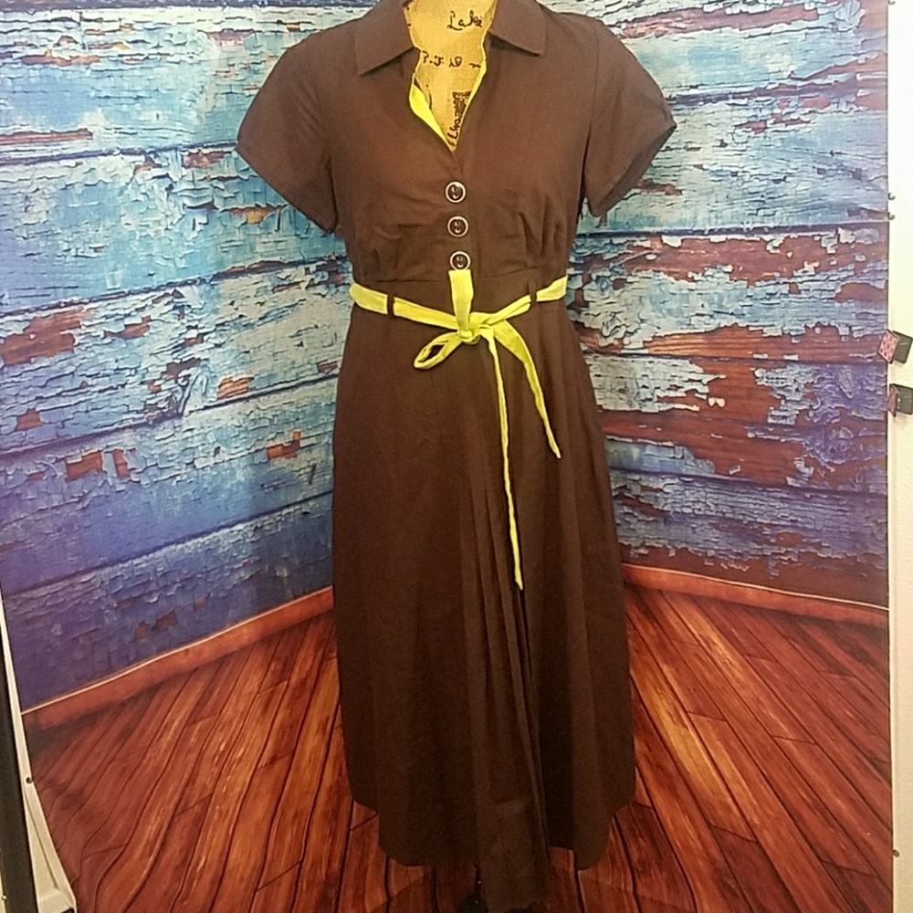 Robbie Bee brown A line dress